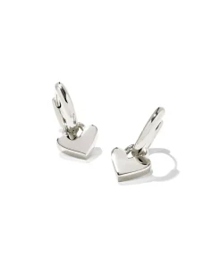 Heart Padlock Huggie Earrings in Sterling Silver