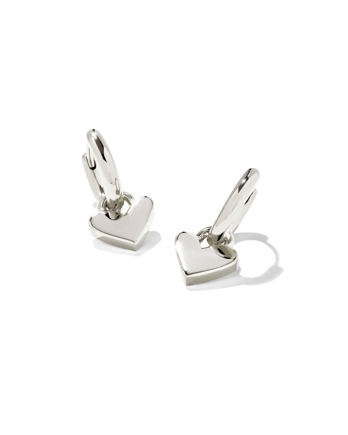 Heart Padlock Huggie Earrings in Sterling Silver