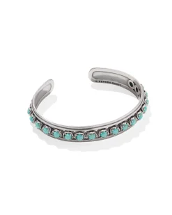 Ida Vintage Silver Cuff Bracelet in Sea Green Chrysocolla