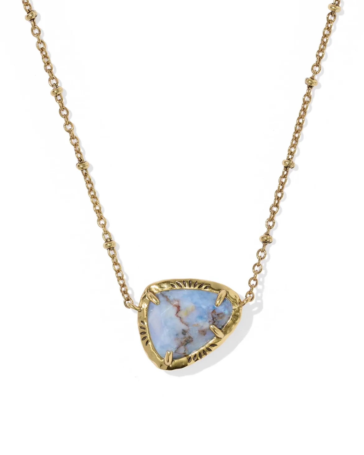 Jamie Etch Frame Vintage Gold Short Pendant Necklace