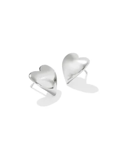 Jasmine Heart Stud Earrings in Sterling Silver