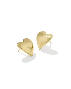 Jasmine Heart Stud Earrings in 18k Gold Vermeil