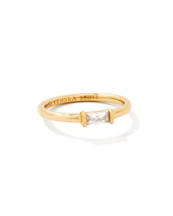 Juliette Gold Band Ring in White CZ