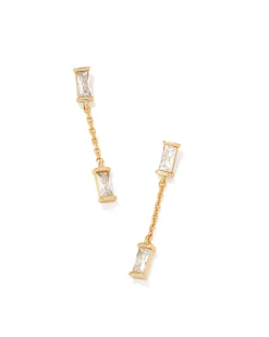 Juliette Gold Drop Earrings in White CZ