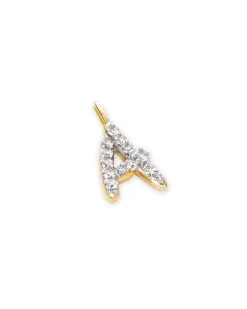 14k Yellow Gold Letter A Charm in White Diamond