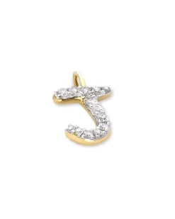 14k Yellow Gold Letter J Charm in White Diamond