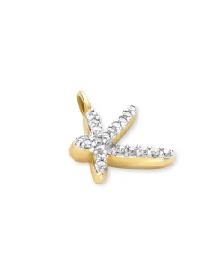 14k Yellow Gold Letter K Charm in White Diamond