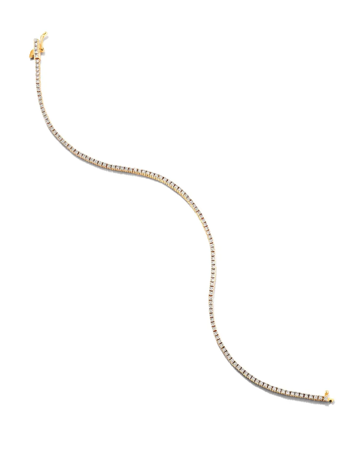 14k Yellow Gold Tennis Bracelet in White Diamond