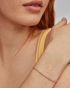14k Yellow Gold Tennis Bracelet in White Diamond
