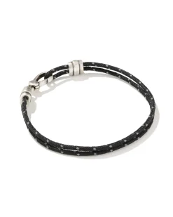 Kenneth Oxidized Sterling Silver Corded Bracelet in Black