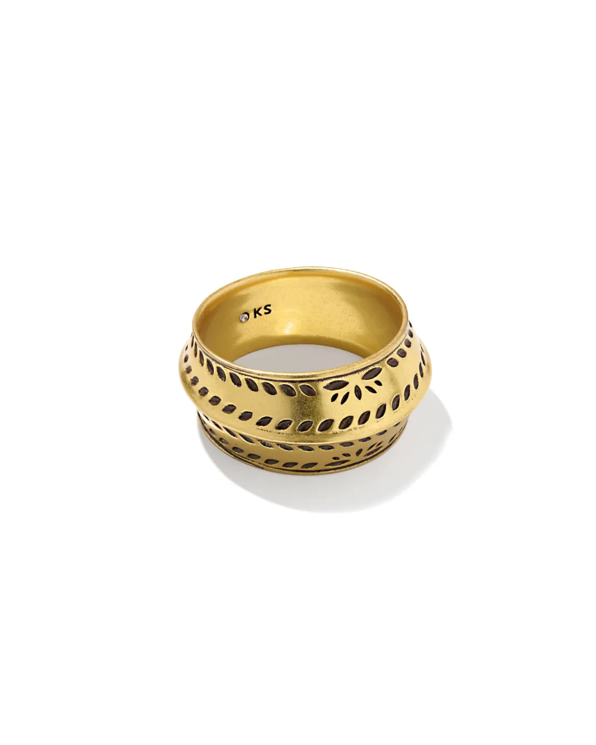 Keziah Vintage Gold Etch Frame Band Ring