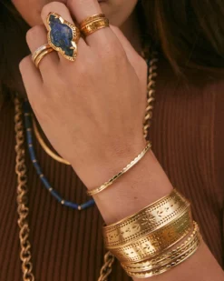 Keziah Vintage Gold Etch Frame Band Ring
