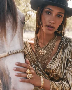 Keziah Vintage Gold Statement Bandana Necklace