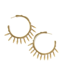 Keziah Vintage Gold Statement Fringe Hoop Earrings