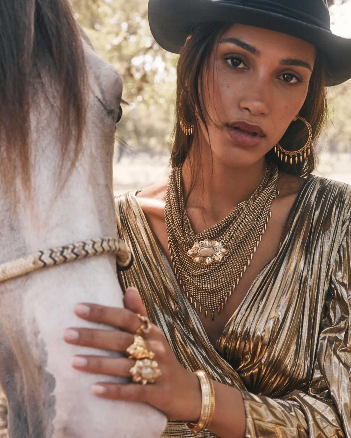 Keziah Vintage Gold Statement Fringe Hoop Earrings