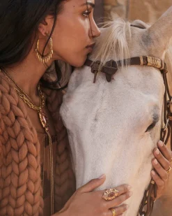 Keziah Vintage Gold Statement Fringe Hoop Earrings