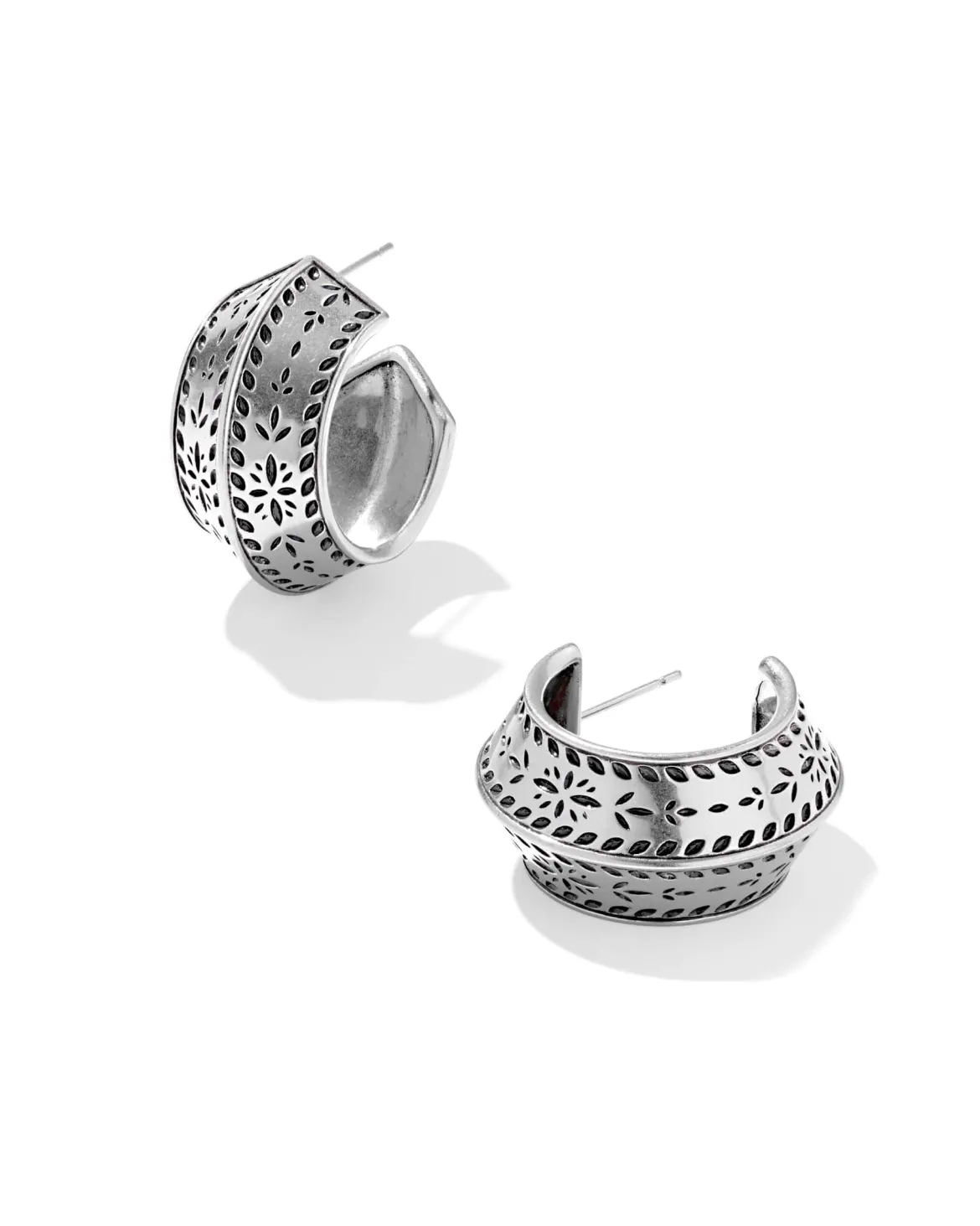 Keziah Vintage Silver Etch Huggie Earrings