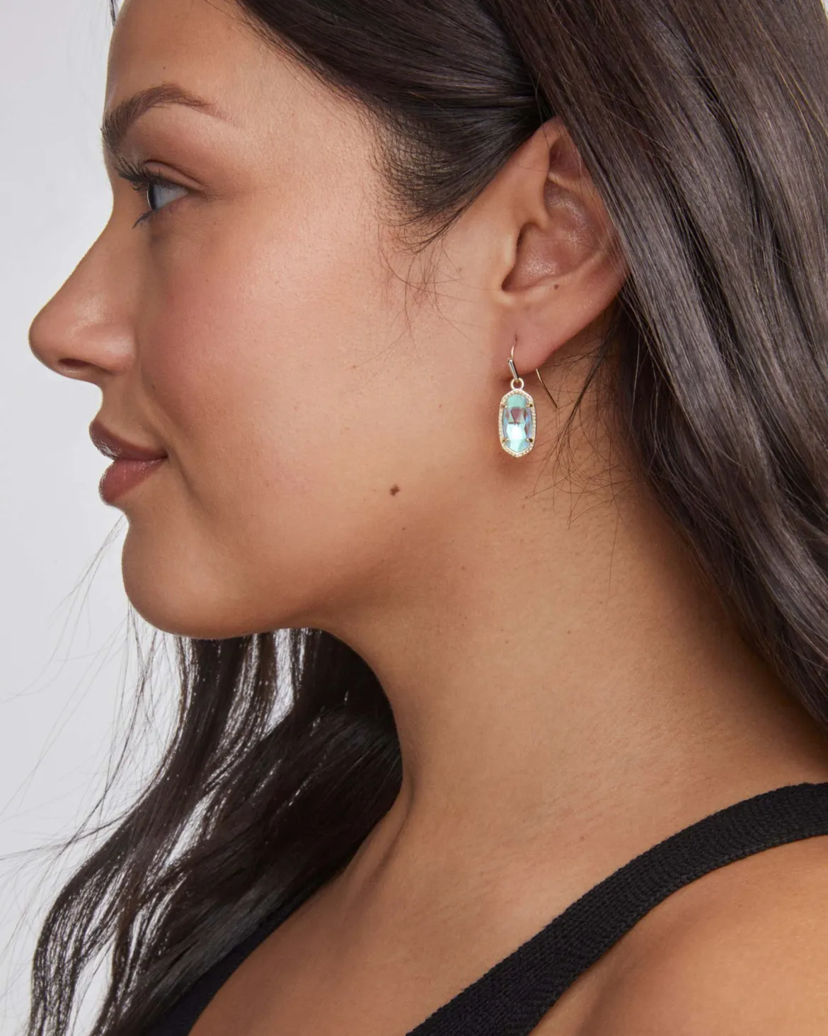 Lee Gold Drop Earrings in Dichroic Glass