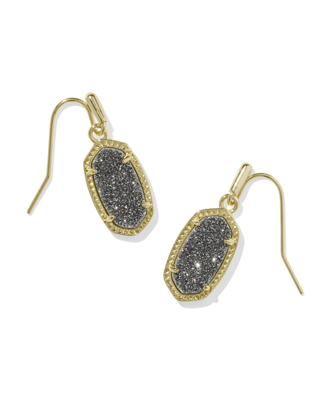 Lee Gold Drop Earrings in Platinum Drusy