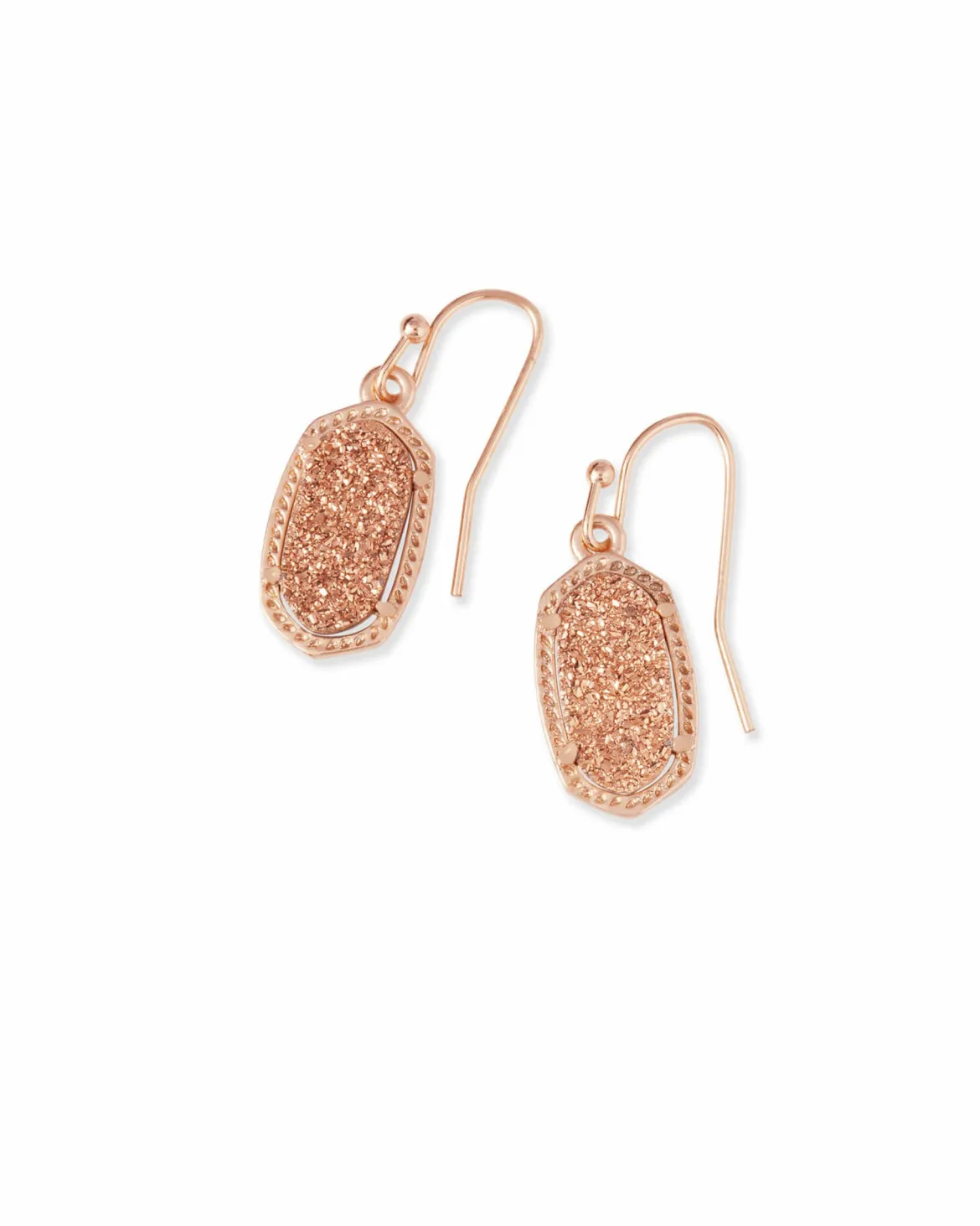 Lee Rose Gold Drop Earrings in Rose Gold Drusy