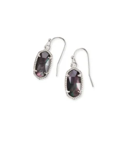 Lee Silver Drop Earrings in Black Mother-of-Pearl
