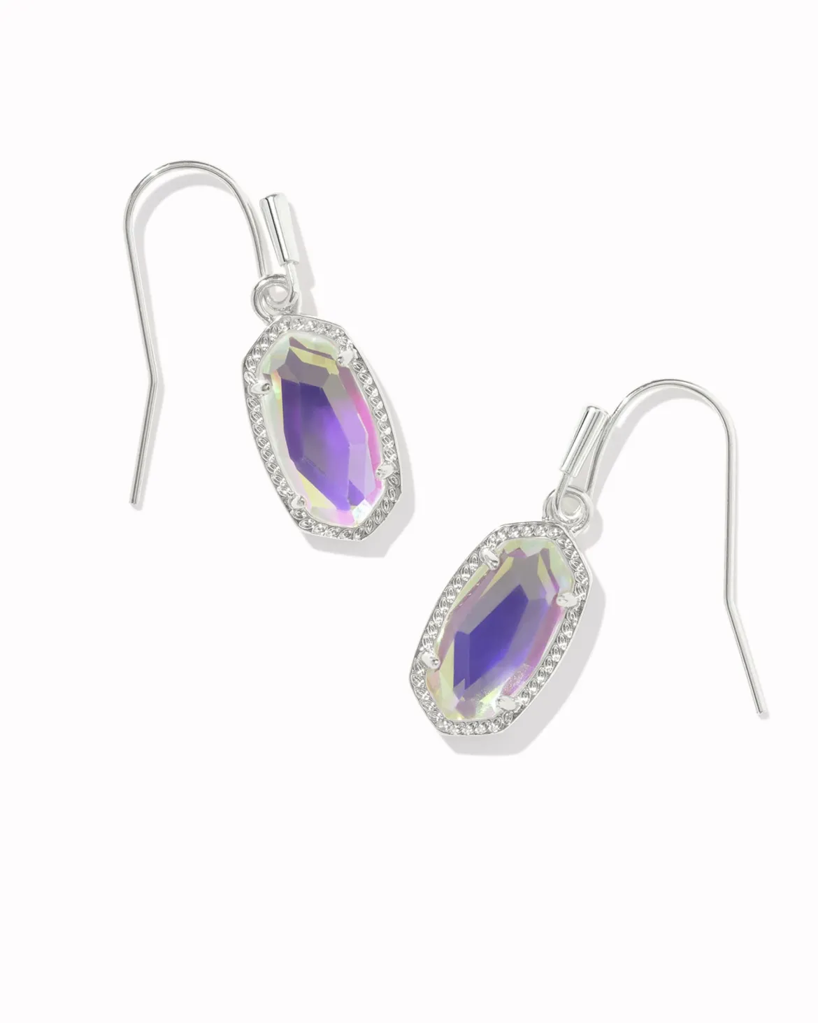 Lee Silver Drop Earrings in Dichroic Glass