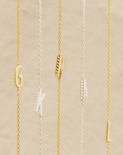 Letter A Inline Initial Necklace in Sterling Silver