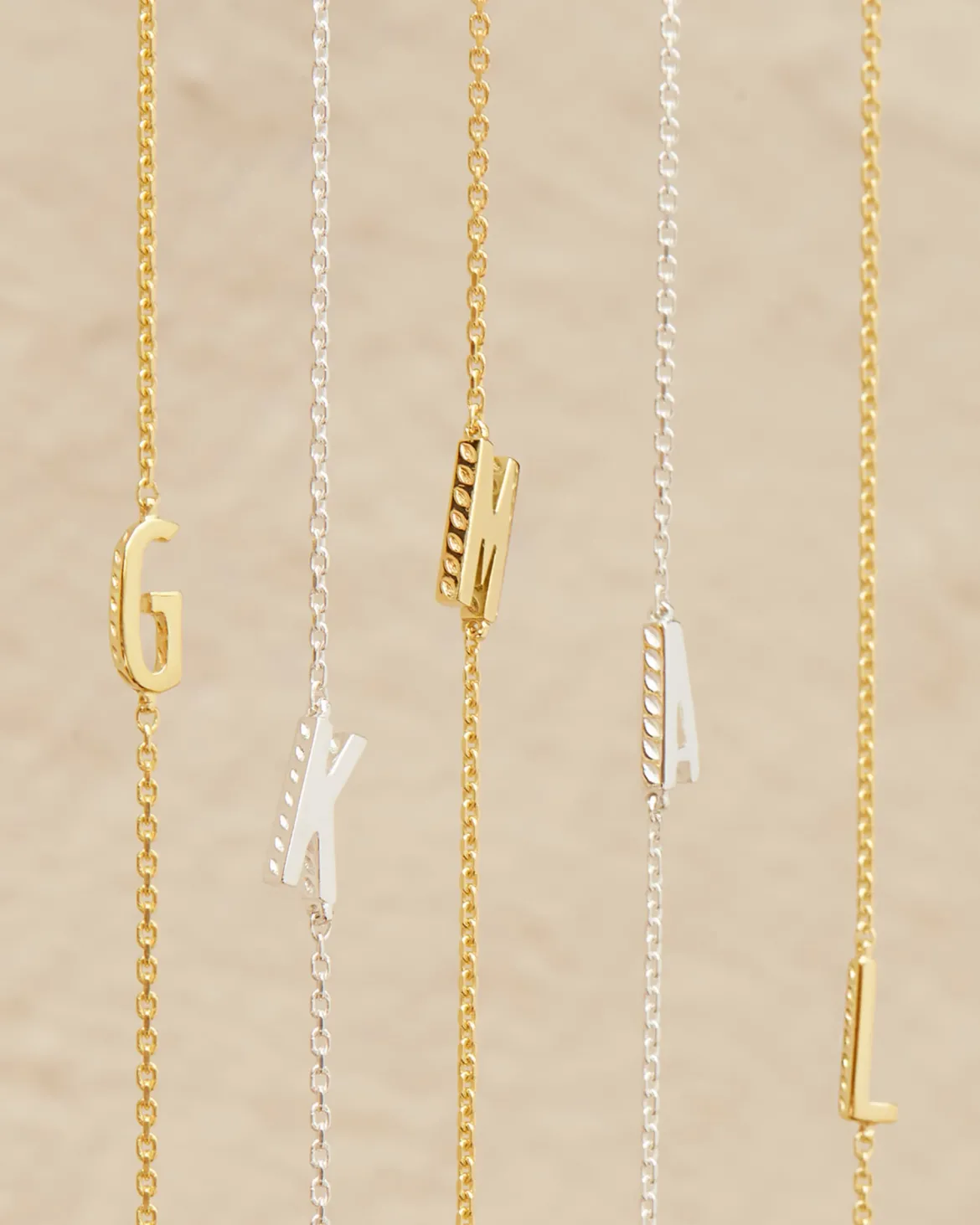 Letter A Inline Initial Necklace in Sterling Silver