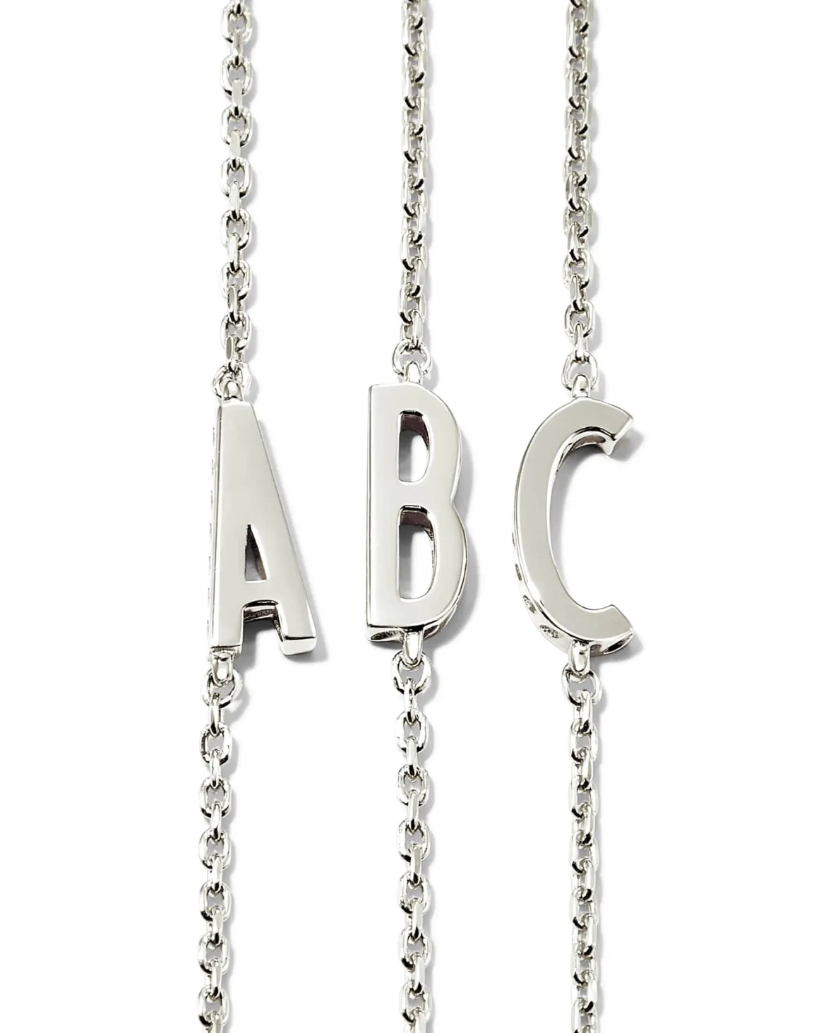 Letter A Inline Initial Necklace in Sterling Silver