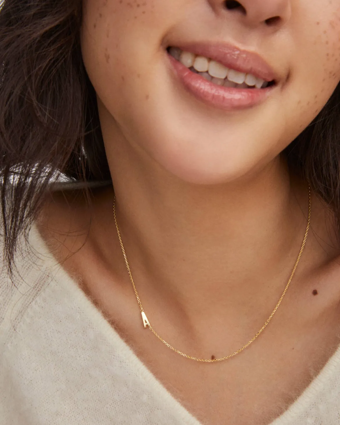 Letter A Inline Initial Necklace in 18k Gold Vermeil
