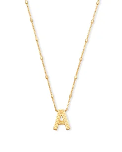 Letter A Pendant Necklace in Gold