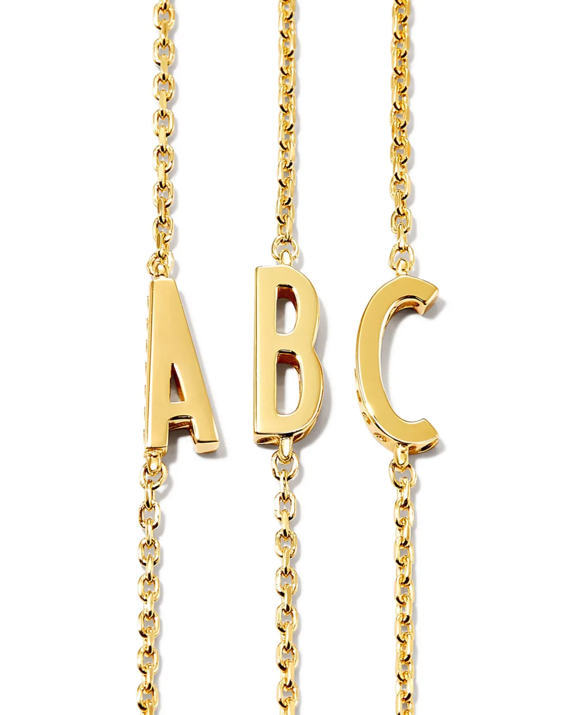 Letter B Inline Initial Necklace in 18k Gold Vermeil