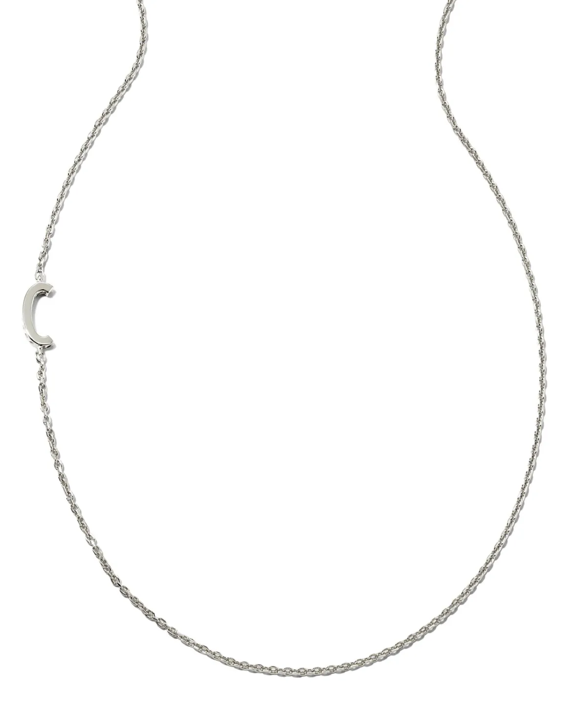 Letter C Inline Initial Necklace in Sterling Silver