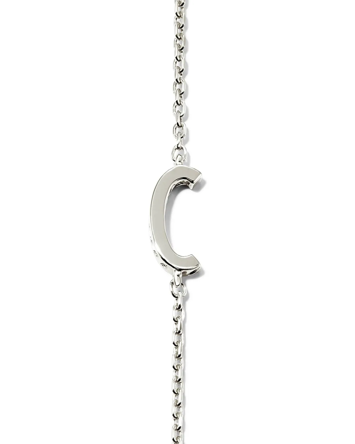Letter C Inline Initial Necklace in Sterling Silver