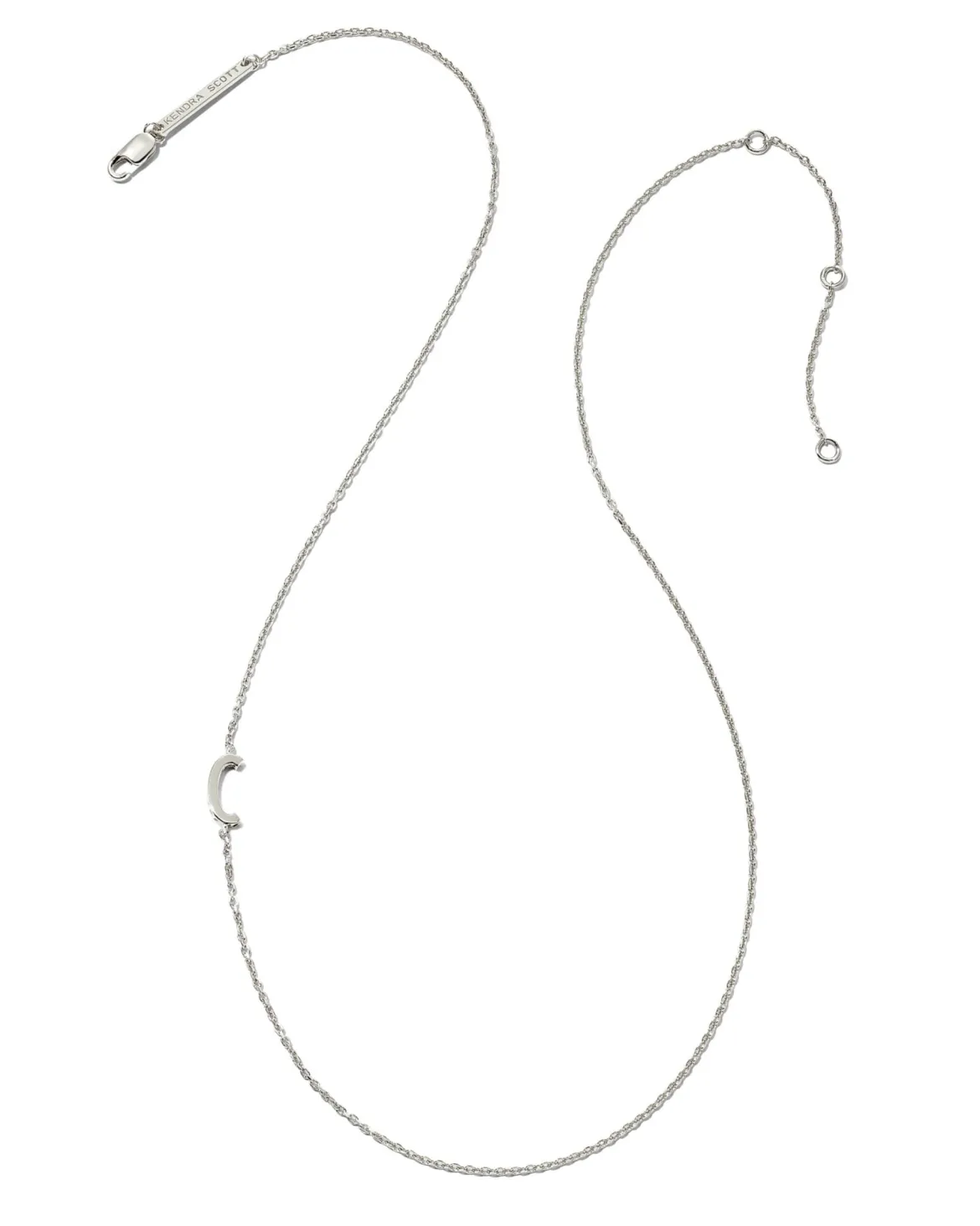 Letter C Inline Initial Necklace in Sterling Silver