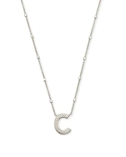 Letter C Pendant Necklace in Silver