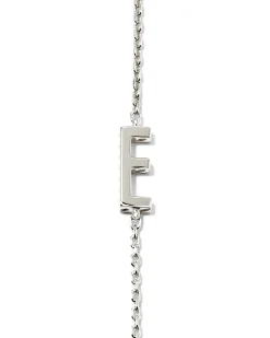 Letter E Inline Initial Necklace in Sterling Silver