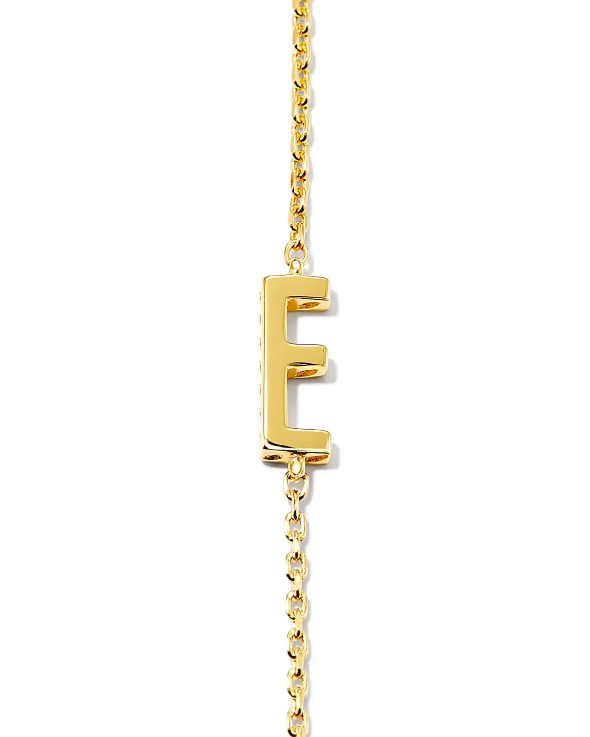 Letter E Inline Initial Necklace in 18k Gold Vermeil