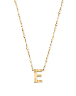 Letter E Pendant Necklace in Gold