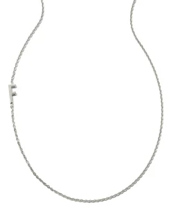 Letter F Inline Initial Necklace in Sterling Silver