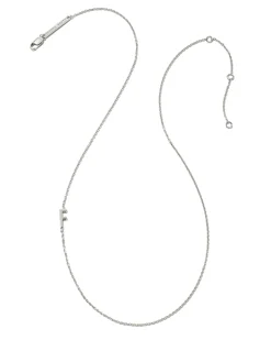 Letter F Inline Initial Necklace in Sterling Silver