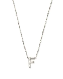 Letter F Pendant Necklace in Silver
