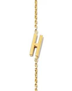 Letter H Inline Initial Necklace in 18k Gold Vermeil