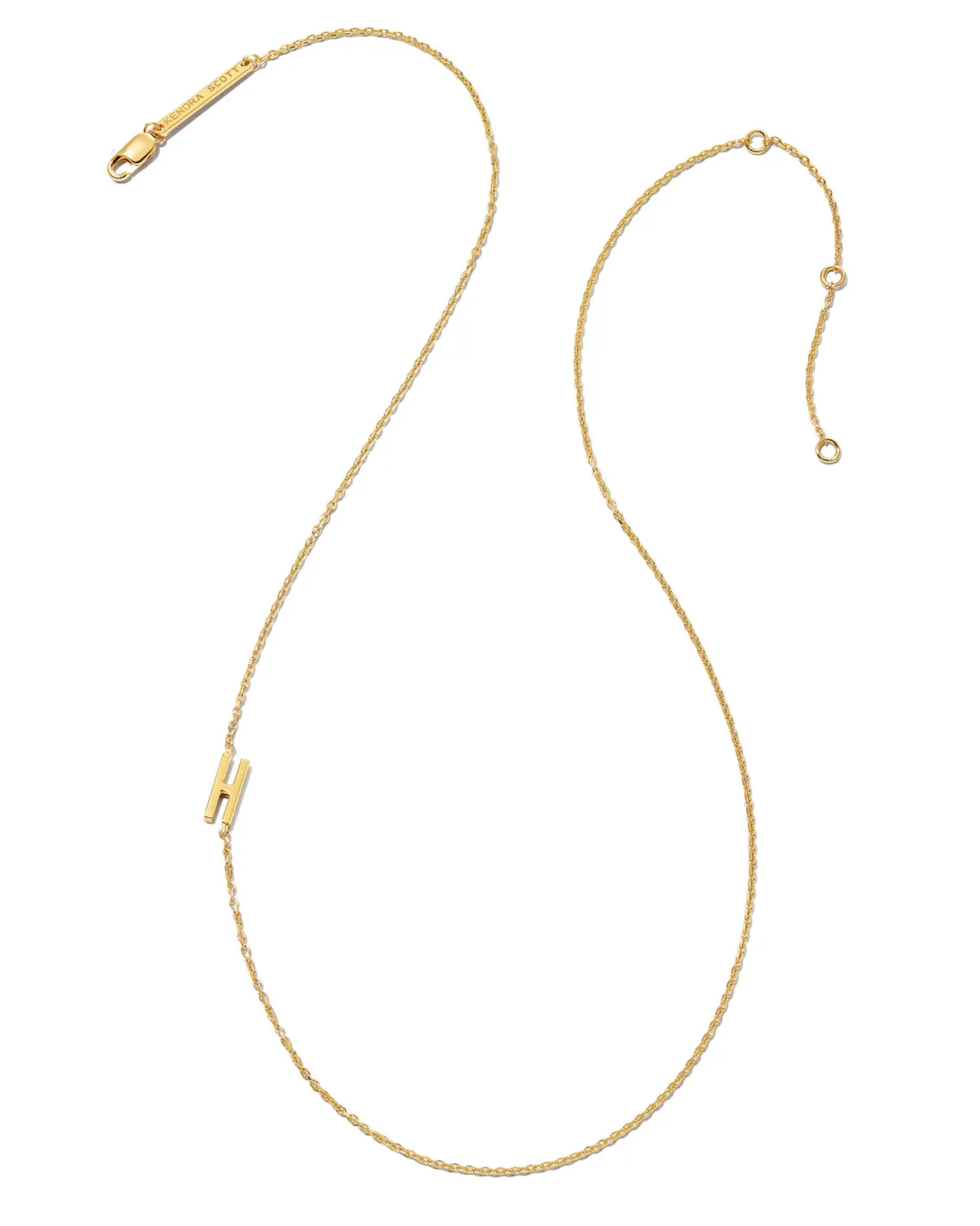 Letter H Inline Initial Necklace in 18k Gold Vermeil