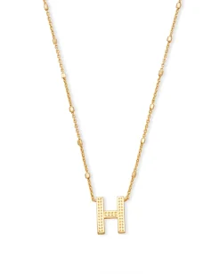 Letter H Pendant Necklace in Gold