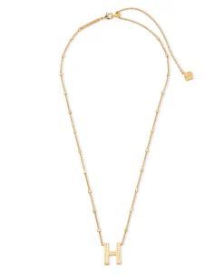 Letter H Pendant Necklace in Gold