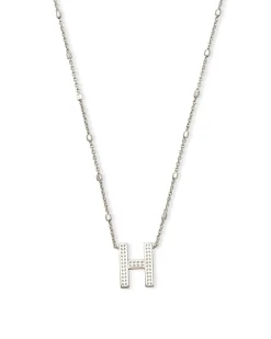 Letter H Pendant Necklace in Silver