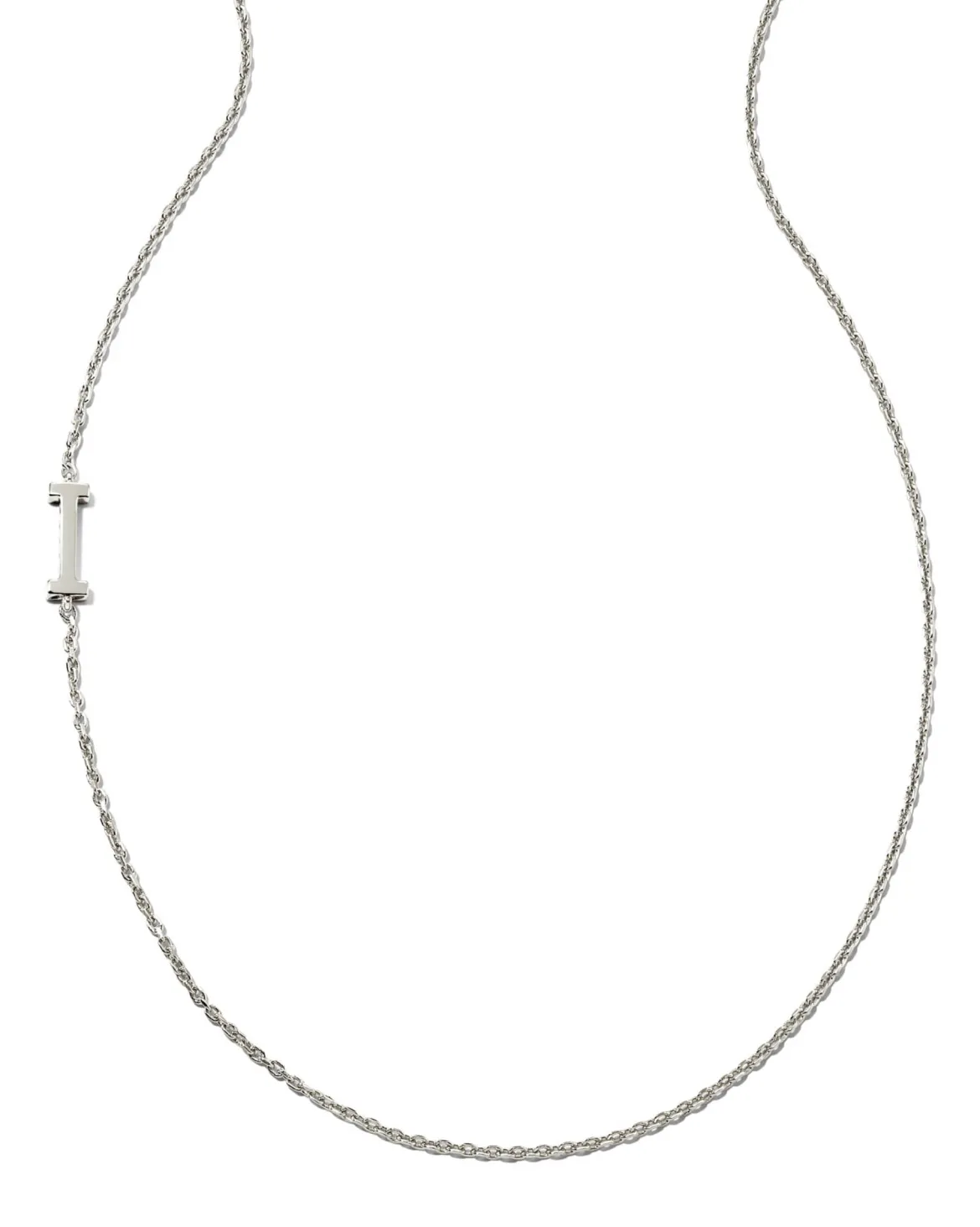 Letter I Inline Initial Necklace in Sterling Silver