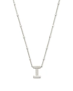 Letter I Pendant Necklace in Silver