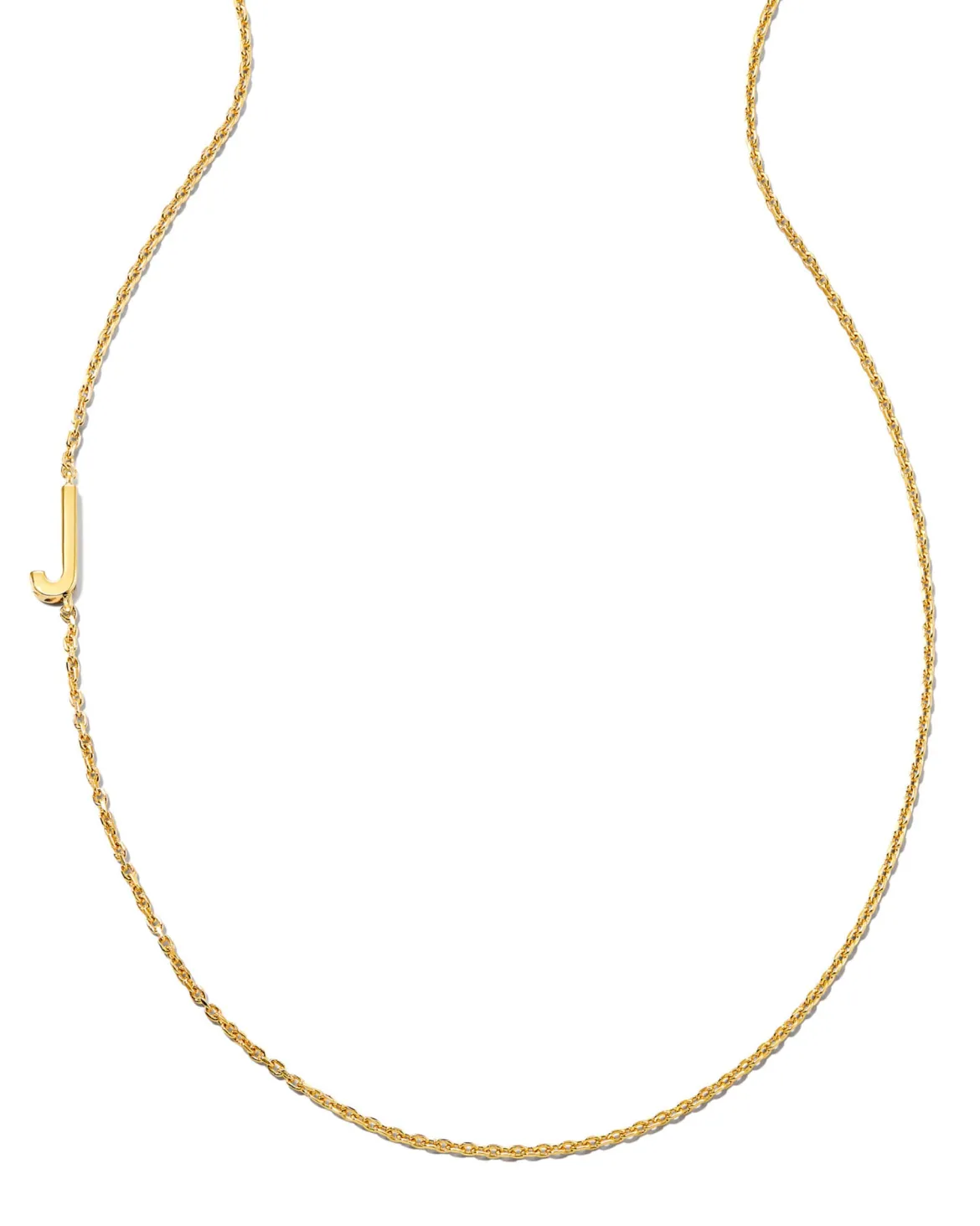 Letter J Inline Initial Necklace in 18k Gold Vermeil